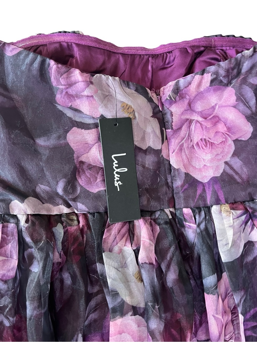 Purple Floral Strapless Maxi Dress Whimsigoth Medium Coquette Party Prom - Picture 3 of 10